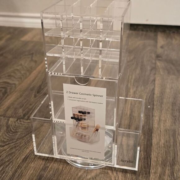 At Home 2-Drawer Acrylic Spinner Cosmetic Organizer - Picture 3 of 9